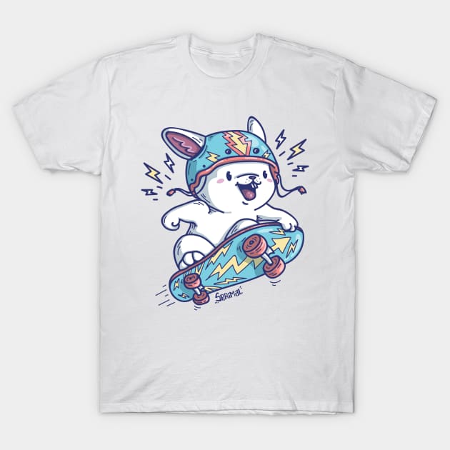 Bunny Rabbit on a skateboard wearing a helmet T-Shirt by SPIRIMAL